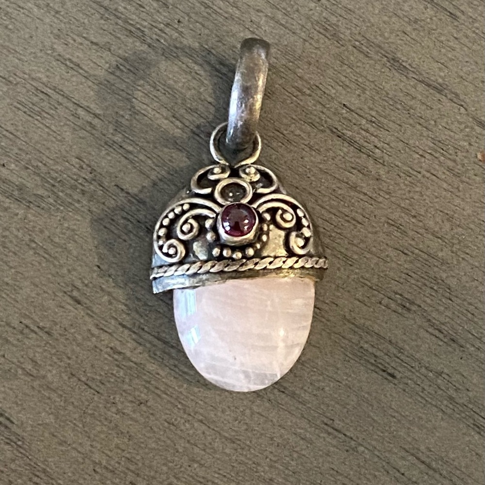 Ornate Sterling Silver & Pink Quartz Pendant
